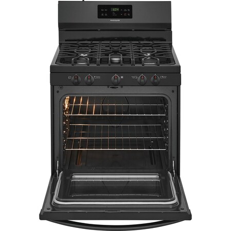 Frigidaire 30-in. Freestanding Gas Range with Self-Clean, 5.0 cu. ft. Oven, Continuous Grates in Black FFGF3054TB